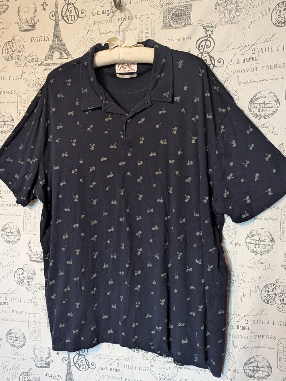 Jachs NY Navy Polo with Palm Tree Print Size 3XL